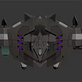 Futuristic Mechanical Game and Movie Character with Purple Accents and Green Glowing Parts