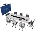 Modern Conference Table Setup With Ergonomic Chairs And Large Digital 3d model