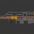 Industrial Building Structure Featuring Metal Frame Multi Level Platforms Yellow Machinery Staircases And Railings