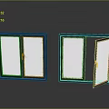 Double Teal Glass Windows Home Furniture With Open And Closed Panels
