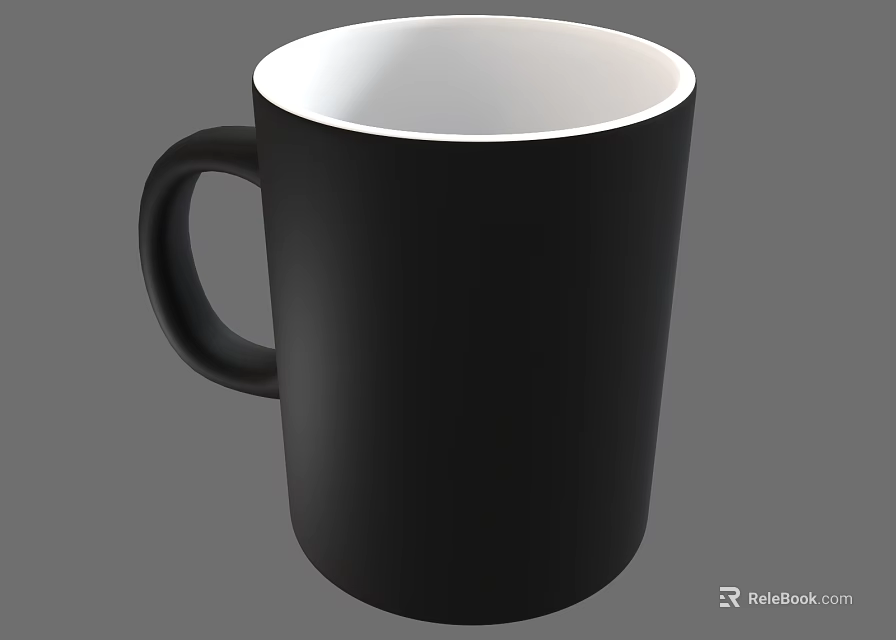 Modern Dinnerware Set Including Black Mug With White Interior And Simple Design 3d model 