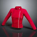 Red Stand Collar Jacket With White Zipper And Stitched Sleeve Details