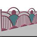 Modern Stylish Pink Swing Door Featuring Arched Design And Decorative Rails