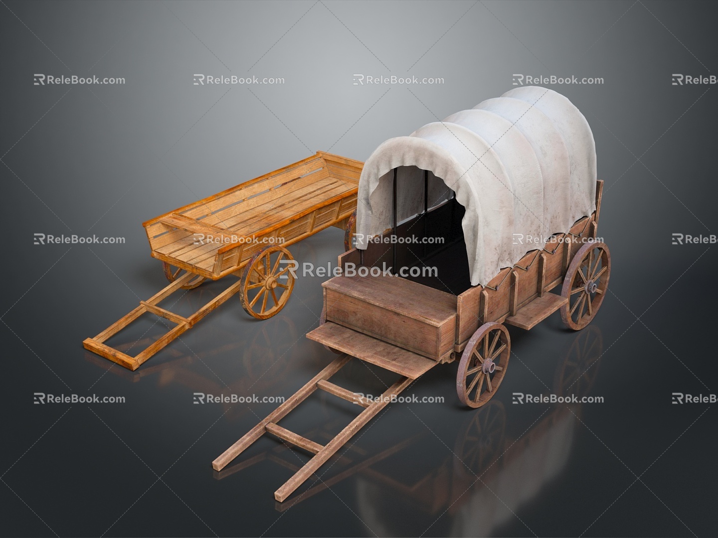 Retro Carriage Ancient Rack Car Rack Car Rack Car Trolley 3d model