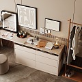 Modern Light Luxury Dressing Table Makeup Table Makeup Stool Combination Cosmetic Combination Vase Flower Art Jewelry Cabinet Jewelry Jewelry Jewelry Cabinet Jewelry Storage Cabinet Dressing Cabinet 3d model