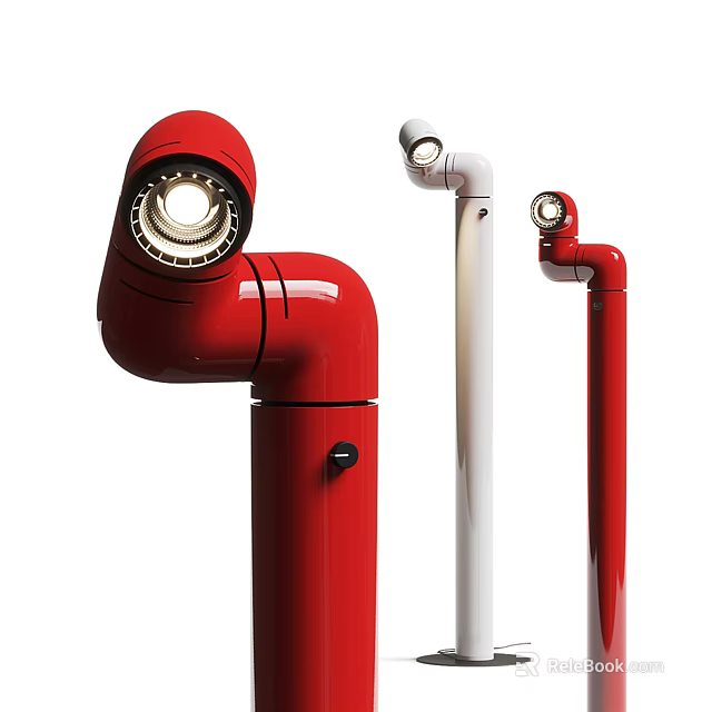 Modern Red And White Floor Lamps Featuring Adjustable Arm Design 3d model