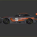 Mercedes AMG Gray And Orange Race Car With 67 Number And Rear Spoiler
