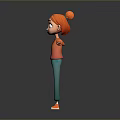Cute 3D Game Movie Character With Orange Hoodie Green Pants White Shoes And Outstretched Arms