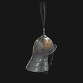 Ancient Metal Helmet With Golden Patterns Tall Feather Plume And Historical Protective Gear Design