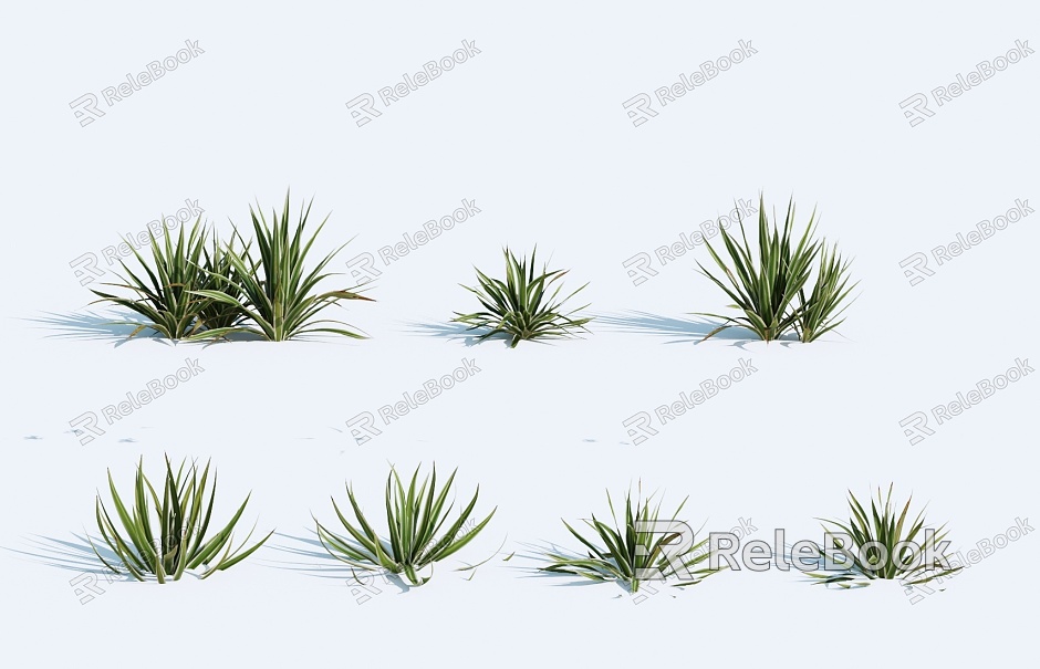 modern grass plant green plant shrub model