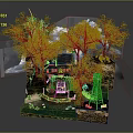 Rustic Country Cottage Home Surrounded by Trees Vintage Car and Water Tower Garden