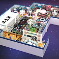 Vibrant Amusement Park Layout With Carousel Roller Coaster Slides And Interactive Play Zones 3d model