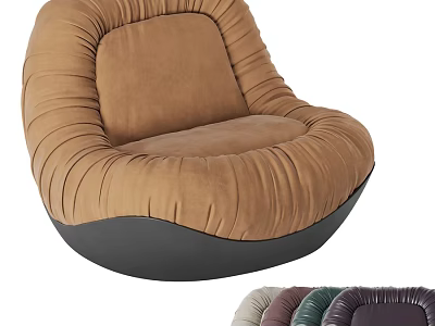 Brown Velvet Accent Chair With Pleated Design Rounded Base And Multiple Colors 3d model