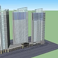 Modern High Rise Residential Building With Metal Grille Facade And Glass Windows