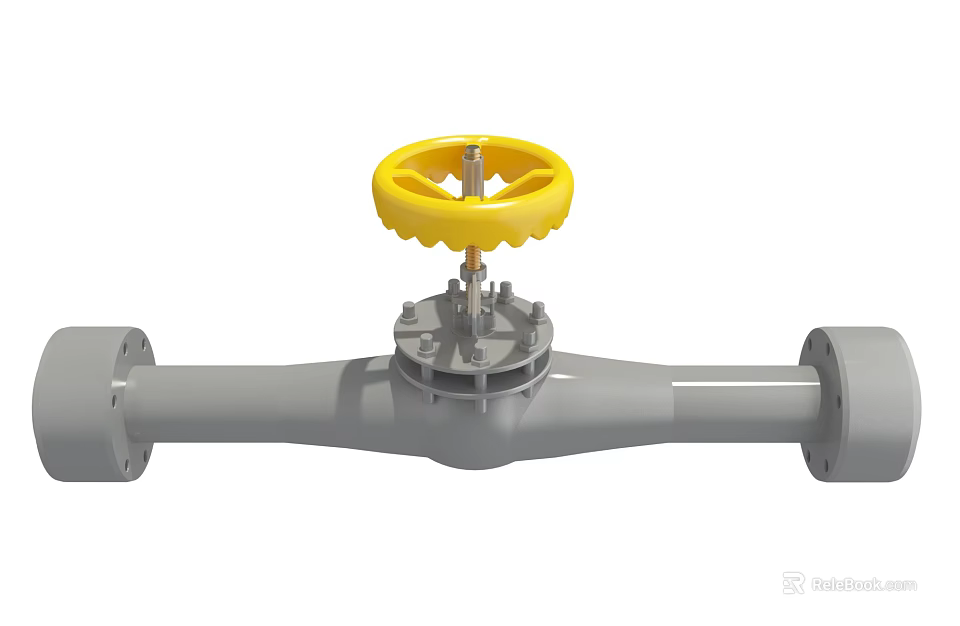 Industrial Hardware Tools Manual Valve With Yellow Handwheel And Gray Body 3d model 