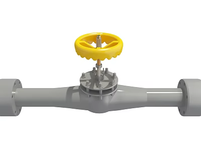 Industrial Hardware Tools Manual Valve With Yellow Handwheel And Gray Body 3d model