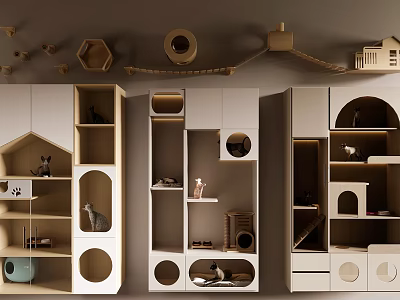 Modern Cat Furniture Design With Indoor Shelves Houses Toys And Cozy Spaces 3d model