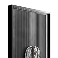 Elegant Modern Double Doors With Striped Glass Arched Tops And Wooden Frames