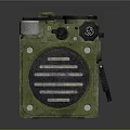Vintage Green Electronic Radio Device With Knobs And Antenna Components