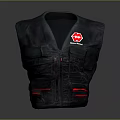 Game Movie Character's Black Tactical Vest With Red Cross Emblem Multiple Pockets And Red Trim 3d model