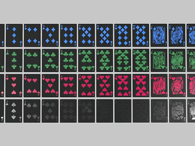 Colorful Playing Cards Collection With Various Suits Number And Face Designs 3d model
