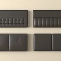 Black Leather Bedding Headboards With Tufted Design Vertical Stripes And Two Panel Styles 3d model