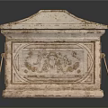 Vintage Decorative Chest With Carved Floral Patterns And Ring Handle Antique White Finish