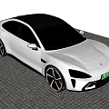 White Electric Coupe With Sleek Design Black Roof Large Alloy Wheels And Green License Plate
