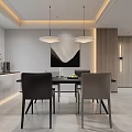 Modern Restaurant Interior With Open Design Black Dining Table White Black Chairs And Pendant Light
