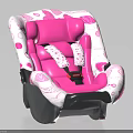 Pink Child Car Seat With Decorative Patterns And Safety Harness