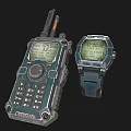 Rugged Blue Green Walkie Talkie And Smartwatch With Digital Screens For Daily Use