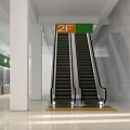 Spacious Supermarket Department Store 2F Escalator Interior With Bright Shopping Area Access