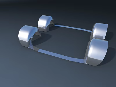 Silver Metal Hardware Tools Connectors Featuring Symmetrical Structure Smooth Surface Reflective Finish on Dark Background 3d model