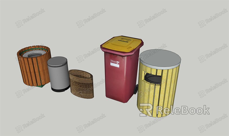 Modern trash can garbage sorting station garbage bin garbage room sorting bin model