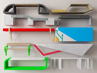 Modern Background Wall Designs with Various Colorful Geometric Shapes and Styles 3d model