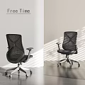 Ergonomic Modern Black Office Chair With Mesh Backrest And Silver Wheels