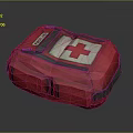 Red First Aid Kit With White Cross Design For Emergency Medical Portable Compact Travel Use