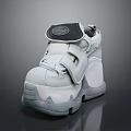 Casual White High Top Shoes With Velcro Straps And Thick Sole Design