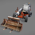 Bobcat Orange Industrial Telehandler With Extendable Arm And Front Bucket