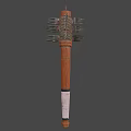 Primitive Weapon Made With Wooden Handle And Metal Forks Bound Together