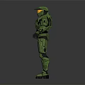 Green Armored Sci Fi Warrior Character In Combat Suit With Helmet 3d model