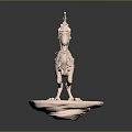 Pink Fantasy Creature 3D Sculpture With Decorative Details On Base Platform