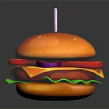 Delicious Fresh Hamburger With Bun Patty Tomato Lettuce Onion And Toothpick