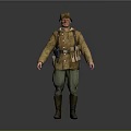 Military Soldier Game Movie Character In Yellow Uniform With Green Pants Army Cap And Equipment