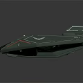 Sleek Green Geometric Spaceship With Red Accents For Cosmic Exploration Missions