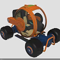 Orange Futuristic Off Road Vehicle With Transparent Cabin And Large Tires