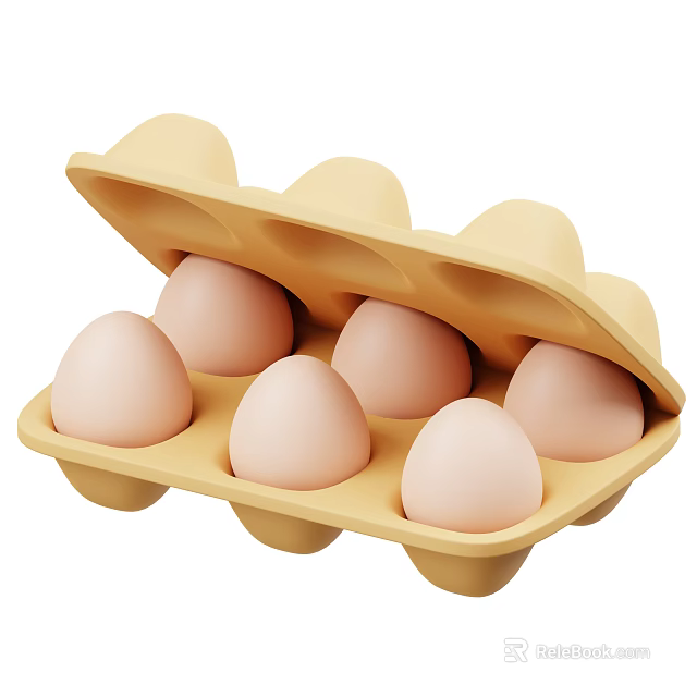 Fresh Brown Eggs In Open Six Slot Egg Carton Container Package 3d model 