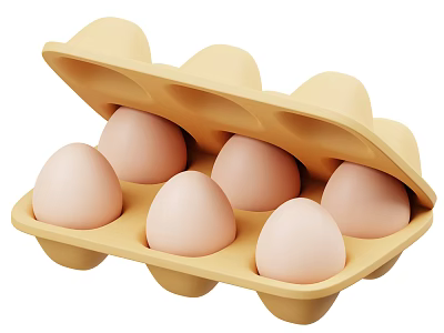 Fresh Brown Eggs In Open Six Slot Egg Carton Container Package 3d model