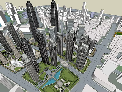Modern Urban High Rise Building Complex With City Planning And Green Spaces Design 3d model