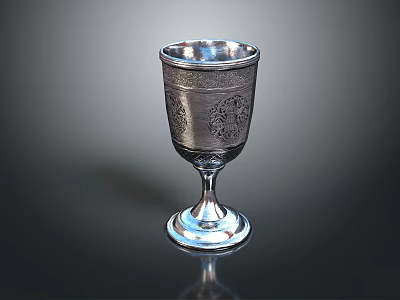 Silver Decorative Goblet with Intricate Engraved Patterns as Daily Life Essential Item 3d model